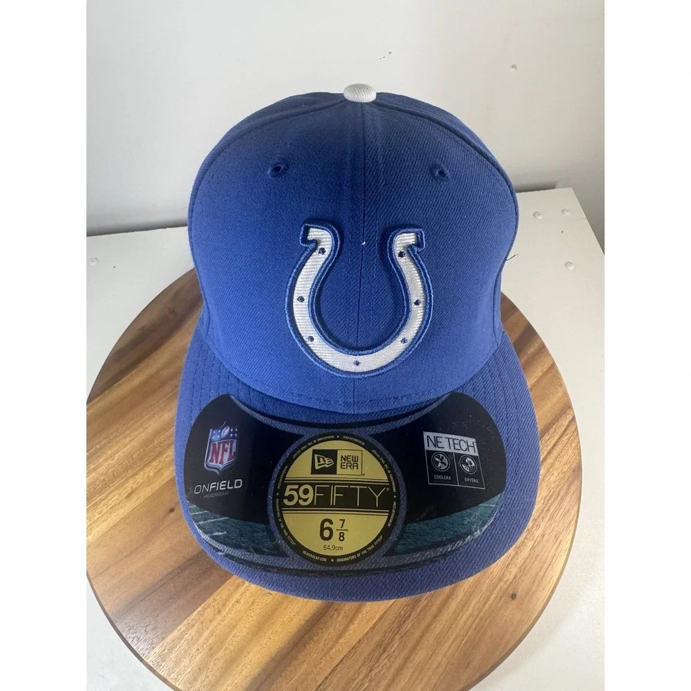 New! Size 6 7/8 New Era 59Fifty Indianapolis Colts Fitted Hat Cap Blue